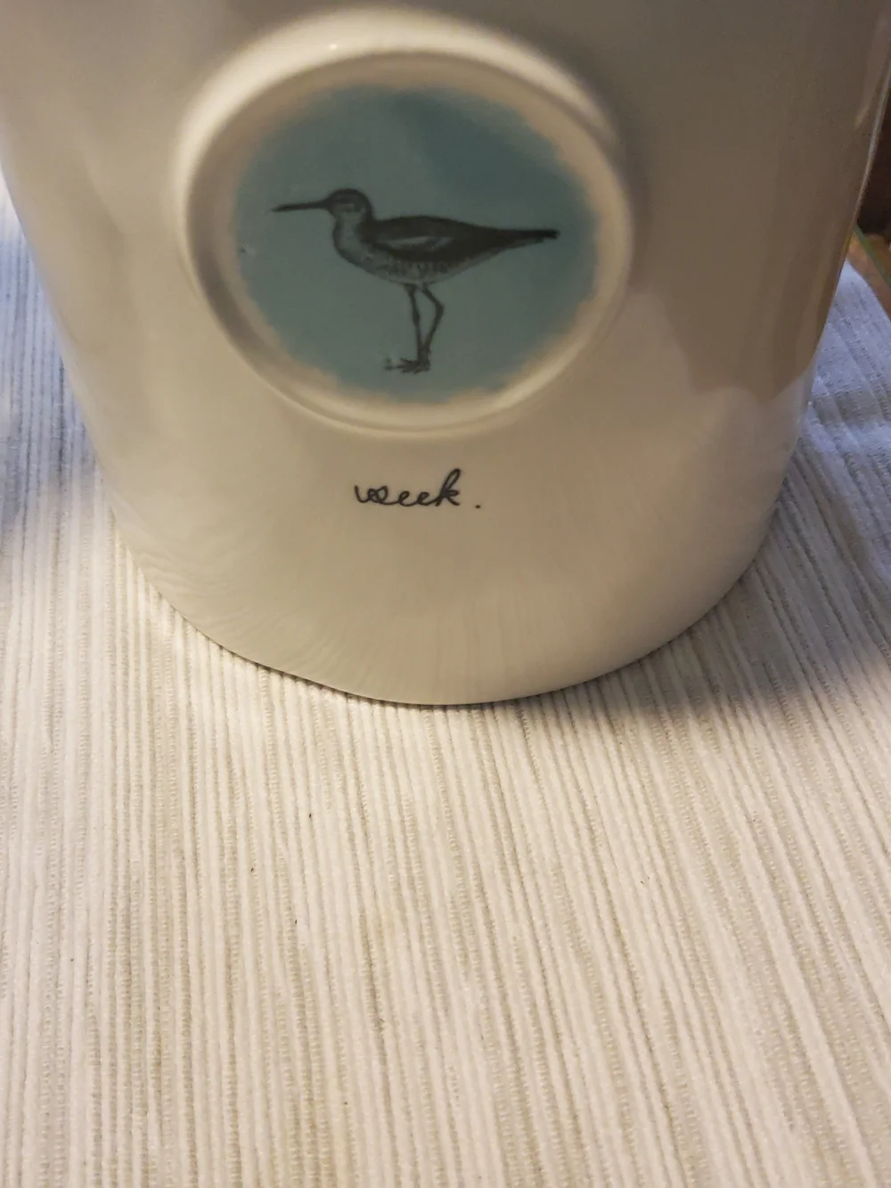 Rae Dunn White Ceramic Canisters with Turquoise Accent - Set of 2 